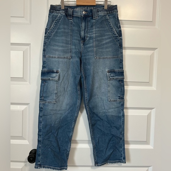 Y2K American Eagle High Waist Ankle Cargo Jeans 6 Short - Picture 4 of 8